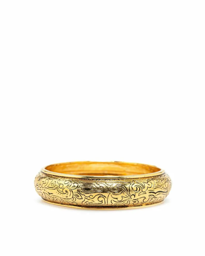 Bracelets*Yves Saint Laurent Preloved -Tone Engraved Bangle Bracelet Gold