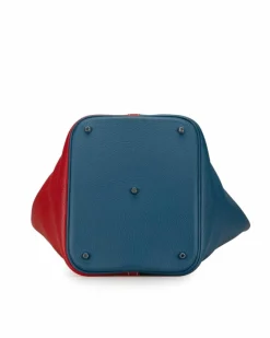 Tote Bags*Hermes Preloved Haut a Courroies Two-Tone Leather Tote Bag - Red and Blue