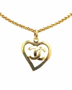 Necklaces*Chanel Preloved Heart Pendant Necklace in Gold