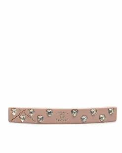 Hair Accessories*Chanel Preloved Heart Rhinestone Hair Clip Pink