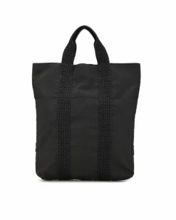 Tote Bags*Hermes Preloved Herms Black Canvas Tote Bag Grey