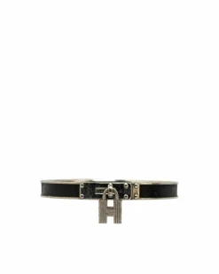 Bracelets*Hermes Preloved Herms Clic Clac H Leather Bracelet with Palladium Lock Black