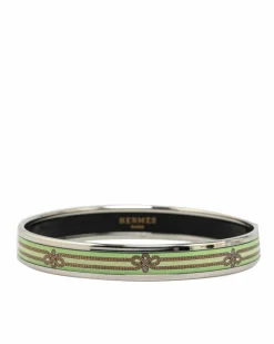 Bracelets*Hermes Preloved Herms Clic Clac H Enamel Rope Bracelet Green