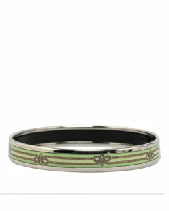 Bracelets*Hermes Preloved Herms Clic Clac H Enamel Rope Bracelet Green