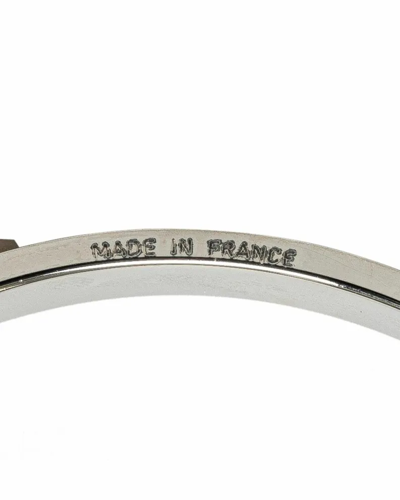 Bracelets*Hermes Preloved Herms Clic H Bracelet Purple Leather Palladium-plated Metal Black