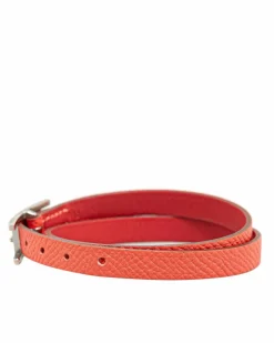 Bracelets*Hermes Preloved Herms Clic H Leather Bracelet Red
