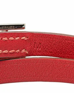 Bracelets*Hermes Preloved Herms Clic H Leather Bracelet Red