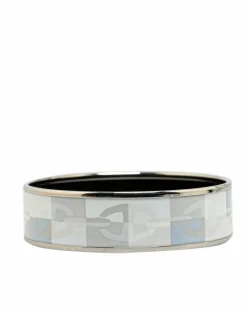 Bracelets*Hermes Preloved Herms Clic H Palladium-Plated Enamel Bracelet Grey