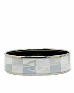 Bracelets*Hermes Preloved Herms Clic H Palladium-Plated Enamel Bracelet Grey