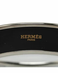 Bracelets*Hermes Preloved Herms Clic H Palladium-Plated Enamel Bracelet Grey