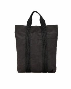 Tote Bags*Hermes Preloved Herms Garden Party 36 Tote Bag in Black Canvas Grey