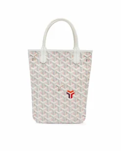 Tote Bags*Goyard Preloved ine Poitiers Claire Voie Coated Canvas Tote with Leather Trim White