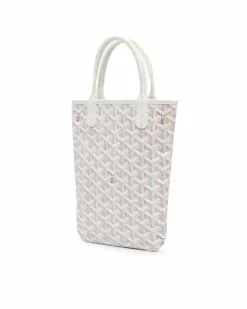 Tote Bags*Goyard Preloved ine Poitiers Claire Voie Coated Canvas Tote with Leather Trim White