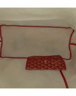 Tote Bags*Goyard Preloved ine Saint Louis GM Coated Canvas Tote with Leather Trim and Red