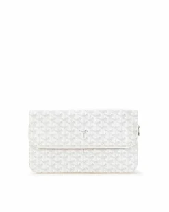 Clutch Bags*Goyard Preloved ine Sainte Marie MM Coated Canvas Clutch Bag with Flap and White