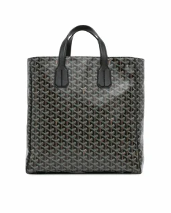 Tote Bags*Goyard Preloved ine Voltaire Coated Canvas Tote with Flat Leather Handle Black