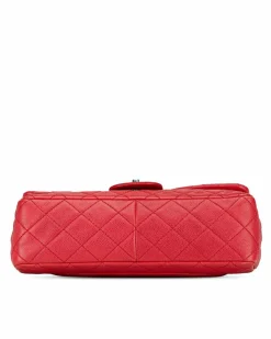 Shoulder Bags*Chanel Preloved Jumbo Classic Caviar Leather Single Flap Shoulder Bag Red
