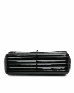 Shoulder Bags*Chanel Preloved Jumbo Classic Chevron Patent Double Flap Shoulder Bag with Black