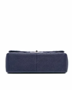 Shoulder Bags*Chanel Preloved Jumbo Classic Double Flap Quilted Leather Shoulder Bag Blue