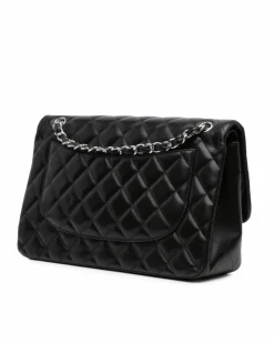 Shoulder Bags*Chanel Preloved Jumbo Classic Lambskin Double Flap Shoulder Bag with Chain Black