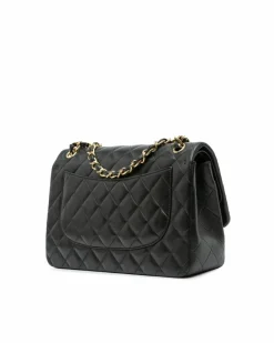Shoulder Bags*Chanel Preloved Jumbo Classic Lambskin Double Flap Shoulder Bag with Chain Black