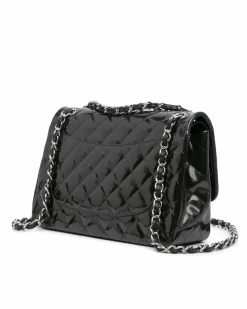 Shoulder Bags*Chanel Preloved Jumbo Classic Patent Leather Double Flap Shoulder Bag Black