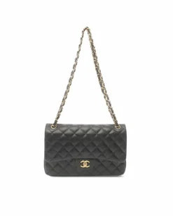 Shoulder Bags*Chanel Preloved Jumbo Classic Quilted Lambskin Double Flap Shoulder Bag Black