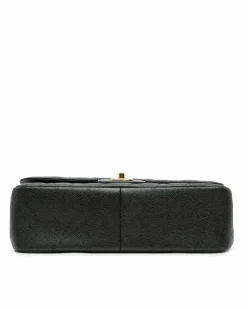 Shoulder Bags*Chanel Preloved Jumbo Classic Quilted Double Flap Shoulder Bag with Chain Black