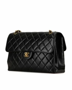 Shoulder Bags*Chanel Preloved Jumbo Lambskin Double Sided Flap Shoulder Bag with Quilted Black