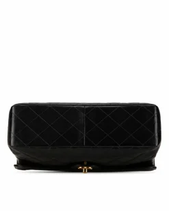 Shoulder Bags*Chanel Preloved Jumbo Lambskin Double Sided Flap Shoulder Bag with Quilted Black