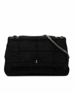 Shoulder Bags*Chanel Preloved Jumbo Wool Flap Shoulder Bag with Chain Straps and Interior Grey