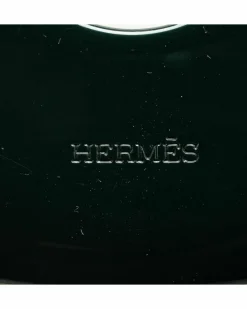 Necklaces*Hermes Preloved Lacquered Buffalo Horn Pendant Necklace with Cotton Cord Brown