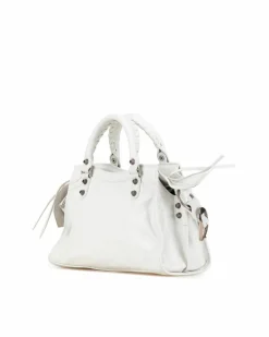 Cross-Body Bags*Balenciaga Preloved Lambskin Leather Motocross Neo Cagole XS Satchel with White