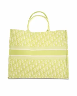 Tote Bags*Dior Preloved Large Oblique Canvas Book Tote with Rolled Handles Green