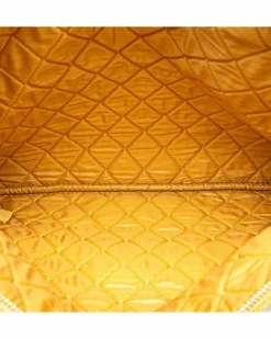 Clutch Bags*Chanel Preloved Large Printed Lambskin O Case Clutch with Top Zip Closure Yellow