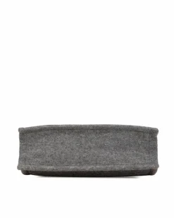 Tote Bags*Saint Laurent Preloved Large Wool Tote with Leather Trim and Snap Button Closures Grey