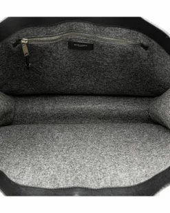 Tote Bags*Saint Laurent Preloved Large Wool Tote with Leather Trim and Snap Button Closures Grey