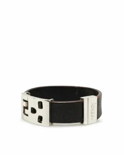 Bracelets*Fendi Preloved Leather Bracelet with Silver-Tone Hardware and Push Lock Brown