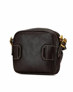 Cross-Body Bags*LOEWE Preloved Leather Crossbody Bag with Top Zip Closure and Flat Strap Brown