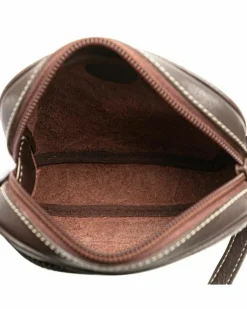 Cross-Body Bags*LOEWE Preloved Leather Crossbody Bag with Top Zip Closure and Flat Strap Brown