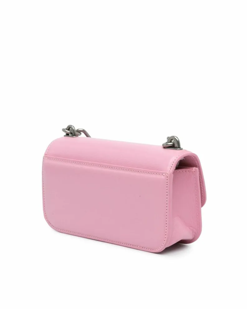 Shoulder Bags*Balenciaga Preloved Leather Gossip Chain Bag with Silver Tone Shoulder Strap Pink