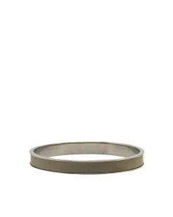 Bracelets*Hermes Preloved Leather Lock Bangle Bracelet with Silver-Plated Metal Grey