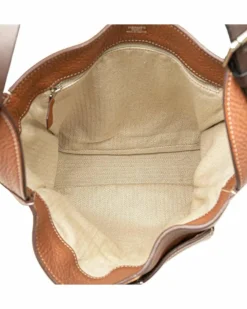 Shoulder Bags*Hermes Preloved Leather Shoulder Bag with Buckle Closure and Interior Zip Brown