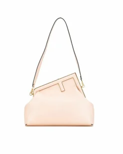 Shoulder Bags*Fendi Preloved Leather Shoulder Bag with Detachable Strap and Clasp Closure Pink