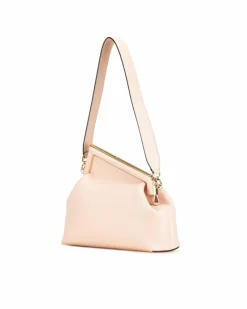 Shoulder Bags*Fendi Preloved Leather Shoulder Bag with Detachable Strap and Clasp Closure Pink