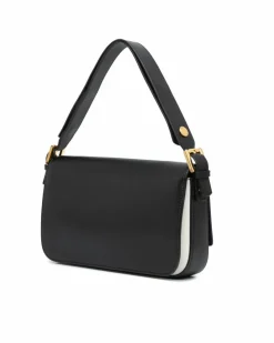 Shoulder Bags*Fendi Preloved Leather Shoulder Bag with FF Turn Lock Closure Black