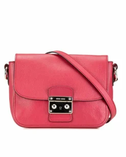 Cross-Body Bags*Miu Miu Preloved Leather Sound Lock Crossbody with Adjustable Strap and Pink