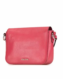 Cross-Body Bags*Miu Miu Preloved Leather Sound Lock Crossbody with Adjustable Strap and Pink