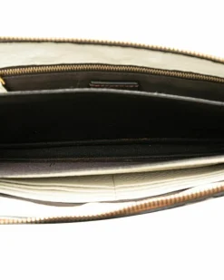 Clutch Bags*Fendi Preloved Logo Mania Leather Clutch with Interior Zip and Slip Pockets White