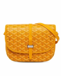 Cross-Body Bags*Goyard Preloved Luxury Coated Canvas Crossbody Bag with Leather Trim Yellow
